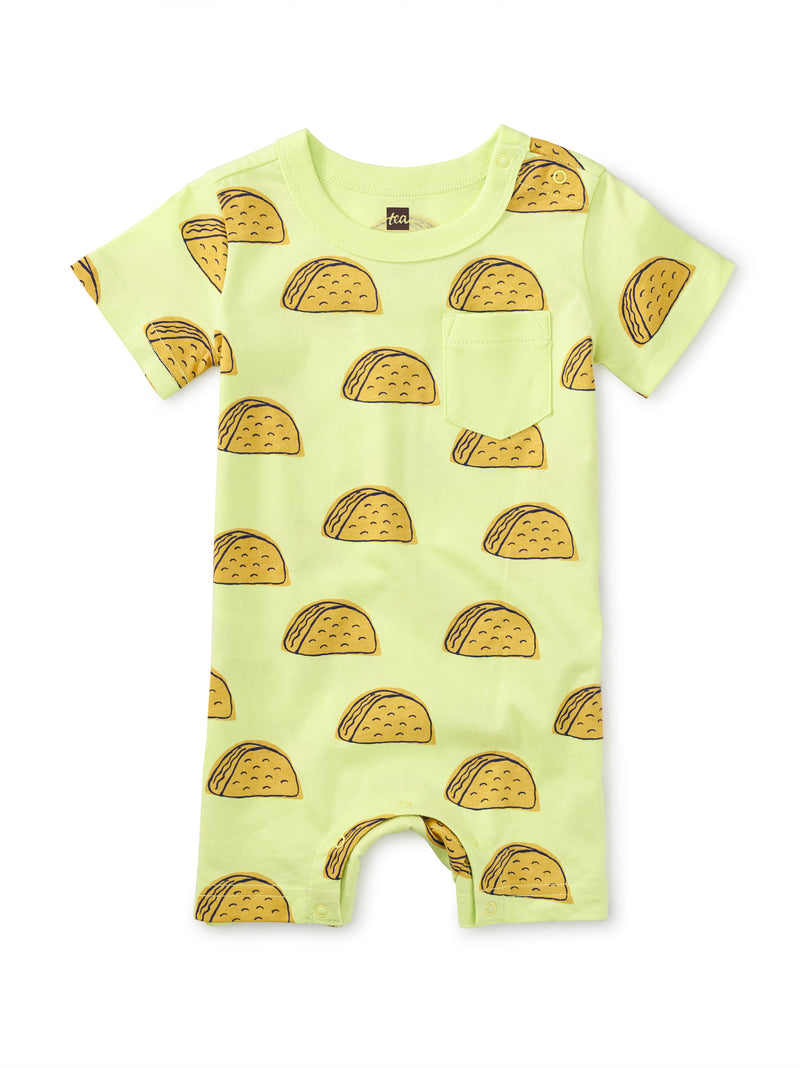 Pocket Shortie Baby Romper, Tacos Contigo
