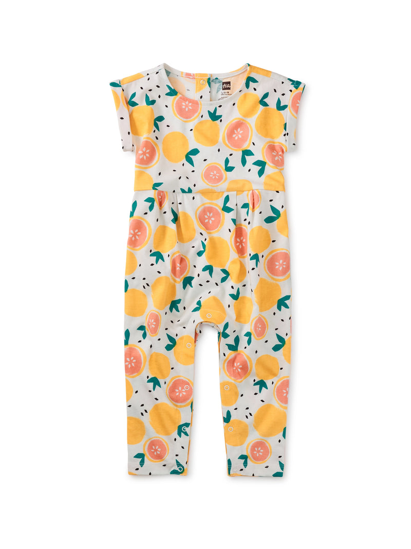 Cuff Sleeve Baby Romper, Printed Oranges