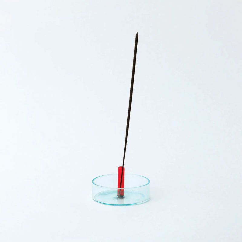 Duo Tone Glass Incense Holder, in Red-Blue