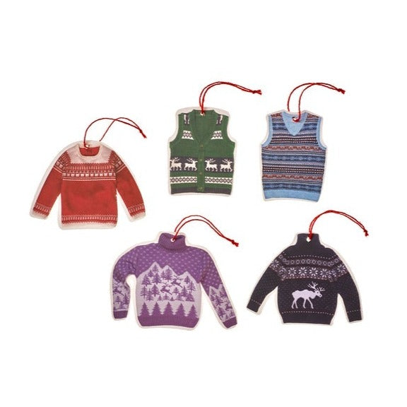 Gimbel Ugly Sweater Ornaments, Set of 5