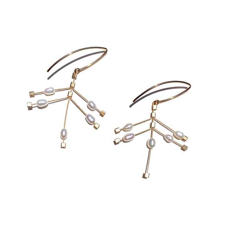 Meghan Patrice Riley, Fire Hook Earrings with Pearls