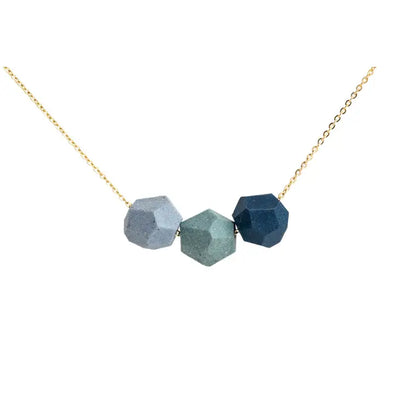 Faceted 3 Bead Necklace (cool colorway)