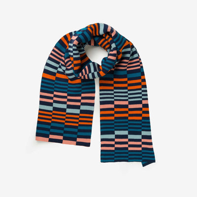 Albers Checkerboard Scarf in Navy Flame