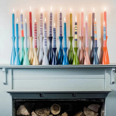 Tall Candles: Multicolored with Stripes