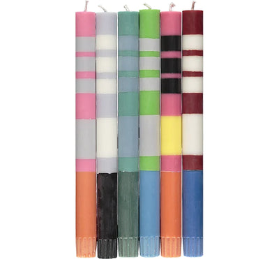 Tall Candles: Multicolored with Stripes