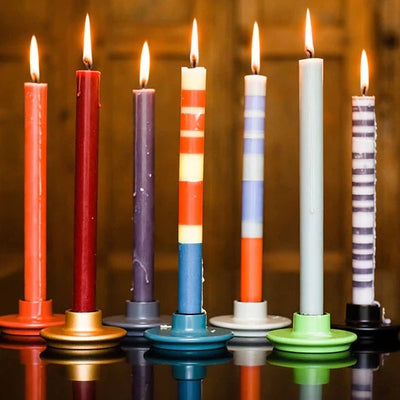 Tall Candles: Multicolored with Stripes