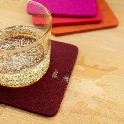 Bierfilzl: Merino Wool Felt Square Coasters in Bordeaux