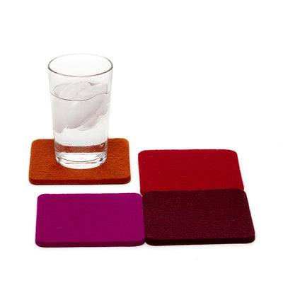 Bierfilzl: Merino Wool Felt Square Coasters in Bordeaux