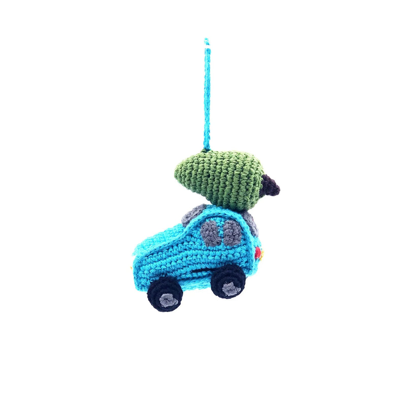 Crocheted Christmas Decoration Car with Tree