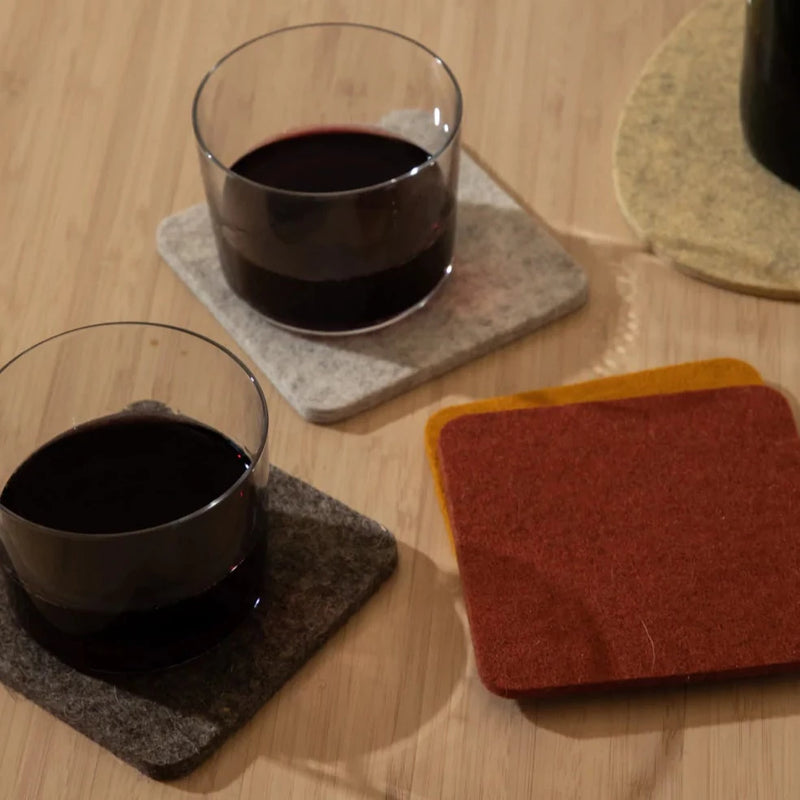 Bierfilzl: Merino Wool Felt Square Coasters in Desert Sun