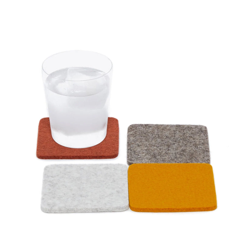 Bierfilzl: Merino Wool Felt Square Coasters in Desert Sun