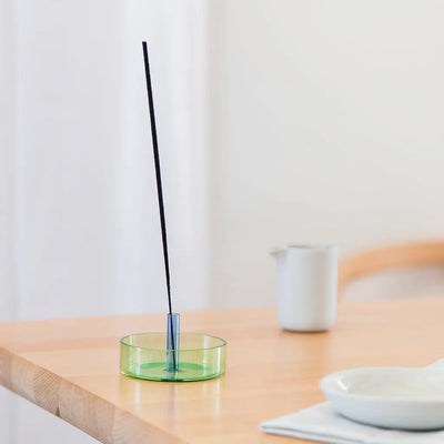 Duo Tone Glass Incense Holder, in Green-Blue