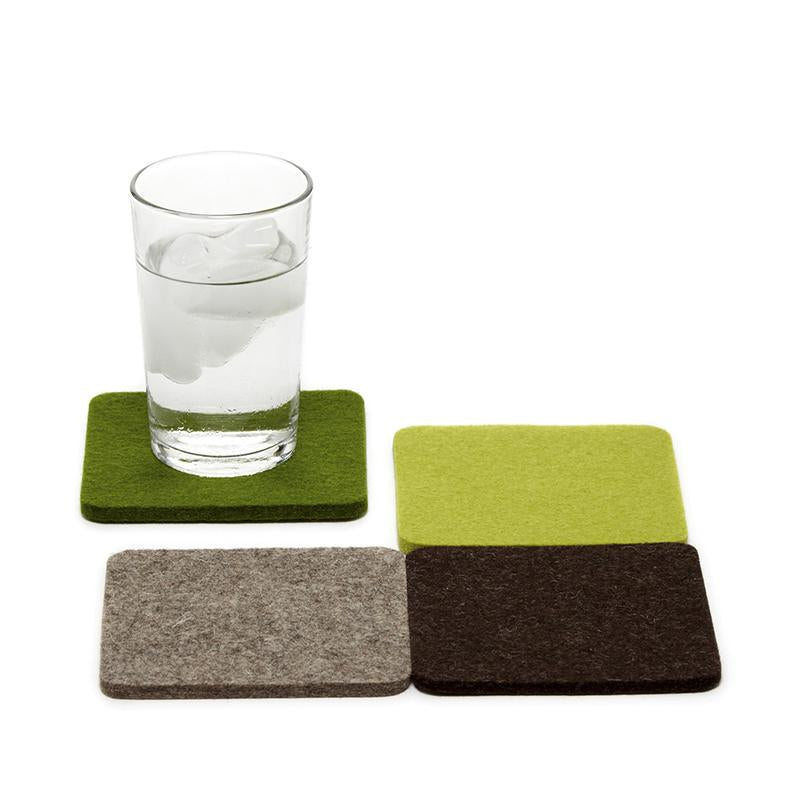 Bierfilzl: Merino Wool Felt Square Coasters in Forest