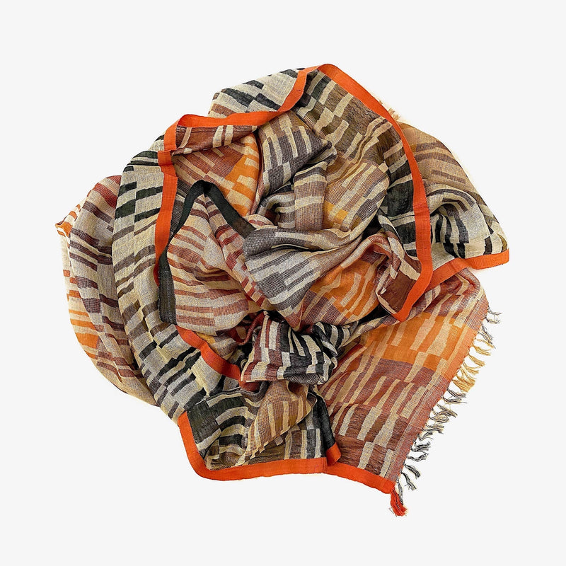Handwoven Silk Stole, 1966 Fall Stripes
