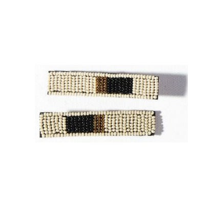 Ivory Black and Gold Beaded Hair Clip, 2 pack