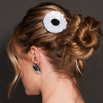 Pearl Flower Brooch Barrette Combo