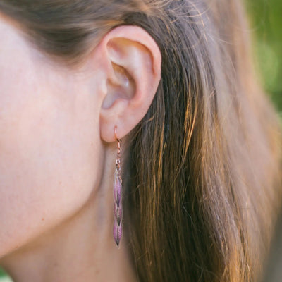 Purple Astrantia Layered Earrings