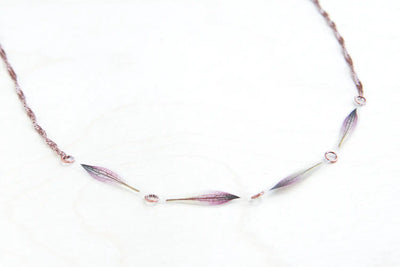 Purple Astrantia Petal Row Necklace