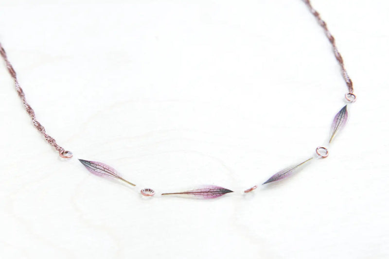 Purple Astrantia Petal Row Necklace