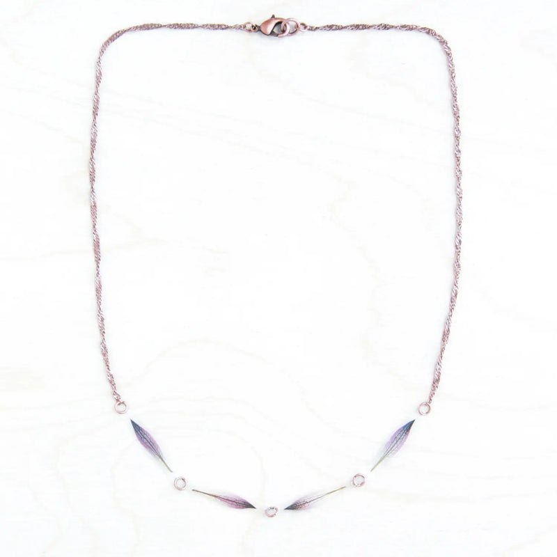 Purple Astrantia Petal Row Necklace