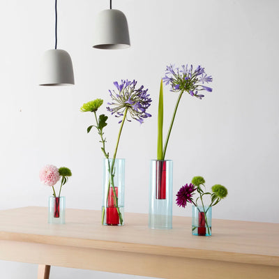 Large Reversible Glass Vase in Grey + Orange