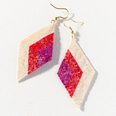 Angles Beaded Earrings in Magenta