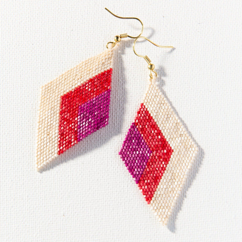 Angles Beaded Earrings in Magenta