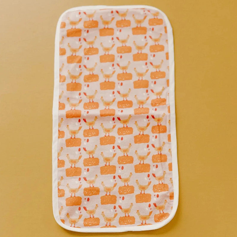 Set of 3 Chicken Burp Cloths in Canvas Basket