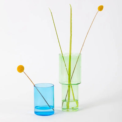 Stacking Glass Vase, in Green-Blue