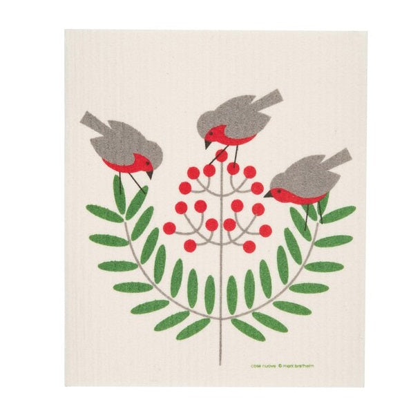 Swedish Dish Cloth, Birds & Berries