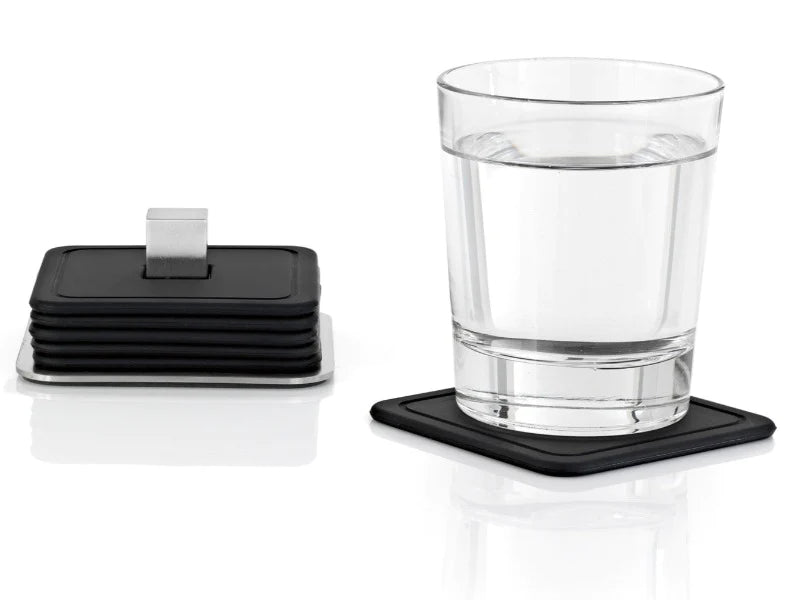 Coasters: Silicone with Stainless Steel Holder