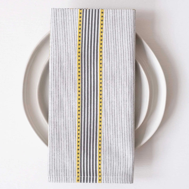 Trilot Stripe Olive Block Printed Napkins