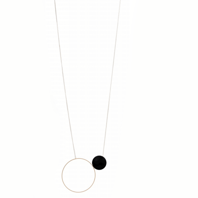 Halo & Orb Necklace, Gold + Black