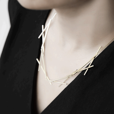 Sixes and Sevens Necklace, Satin Gold