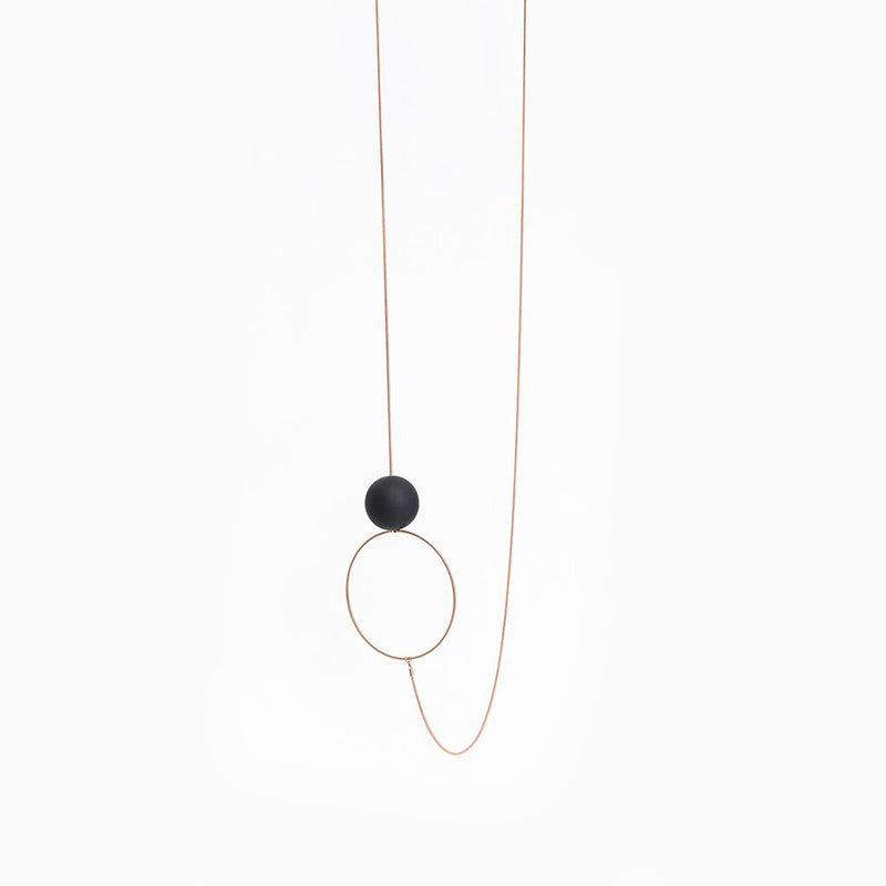 Halo & Orb Necklace, Gold + Black