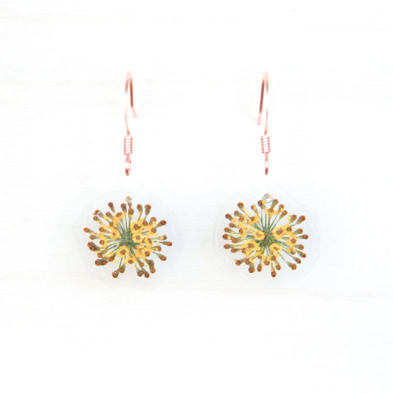 Yellow Fennel Flower Drop Earrings