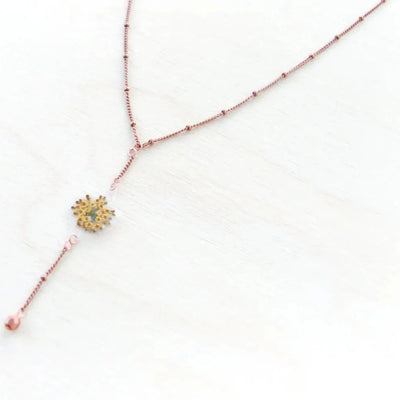 Yellow Fennel Flower Simple Drop Necklace