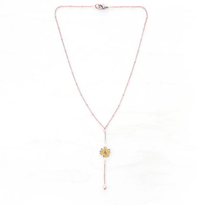 Yellow Fennel Flower Simple Drop Necklace