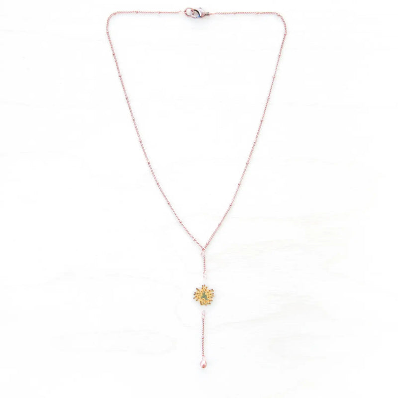 Yellow Fennel Flower Simple Drop Necklace