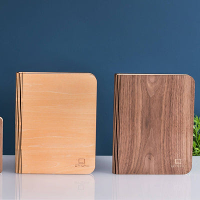 Gingko, Natural Wood Smart Book Lamp, Walnut