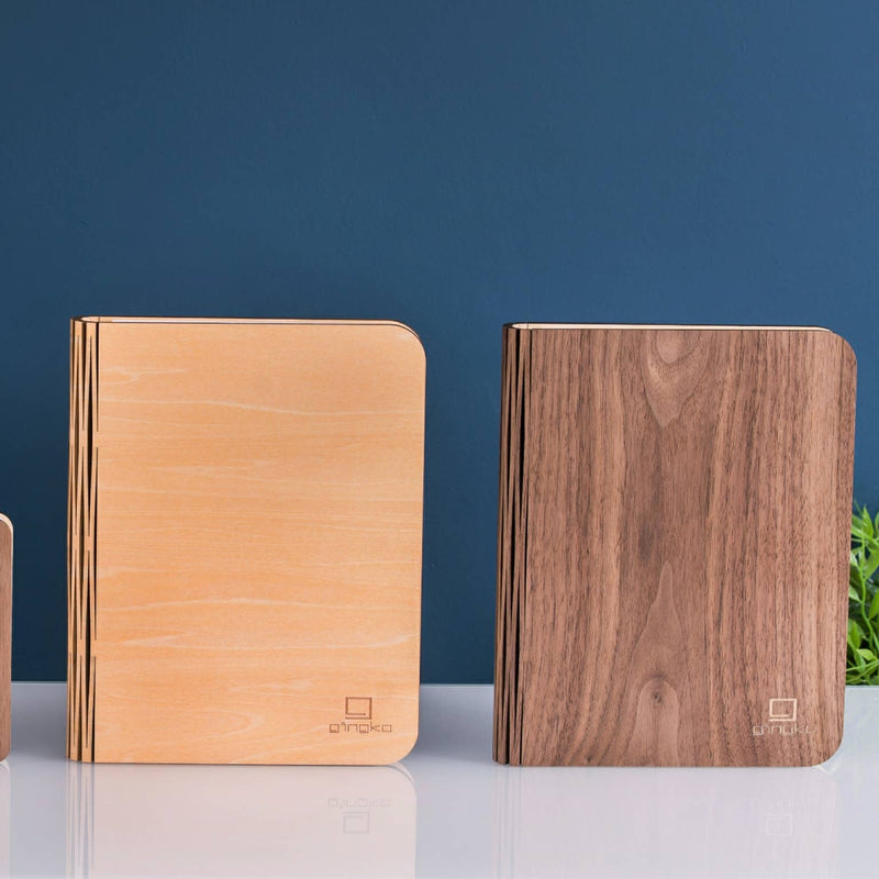 Gingko, Natural Wood Smart Book Lamp, Walnut