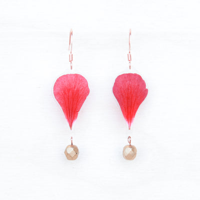 Red Geranium Beaded Drop Earrings