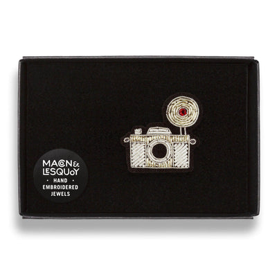 Embroidered Pin: Silver Camera