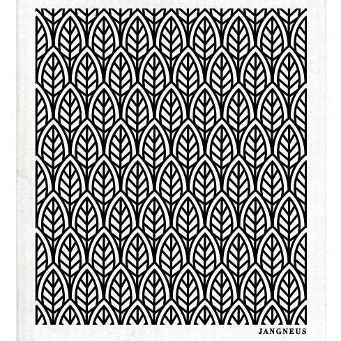 Swedish Dishcloth, New Leaves in Black