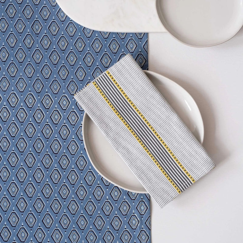 Trilot Stripe Olive Block Printed Napkins