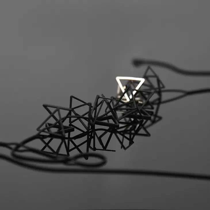 Fuse Short Necklace, Black + Silver