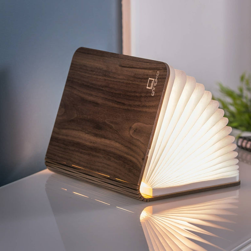 Gingko, Natural Wood Smart Book Lamp, Walnut