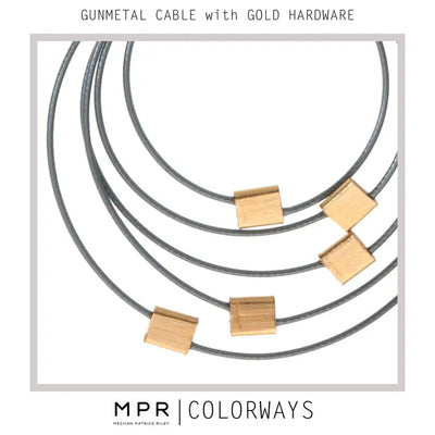 Interlock Earrings, Gunmetal with Gold
