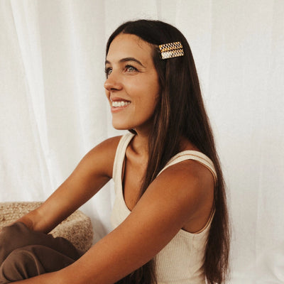 Nat + Noor, Flora Barrette Set in Checkered