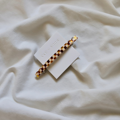 Nat + Noor, Jela Barrette Brown + Cream Checkered